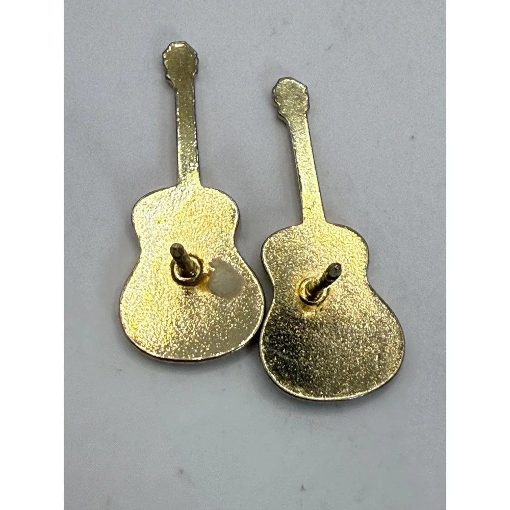 Guitar Lapel Pins Set of 2 Gold Tone‎ Musician Rock Band Accessories